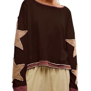 We The Free You're A Star Oversize Tunic Tee Shirt Long Sleeve Knit Cotton small